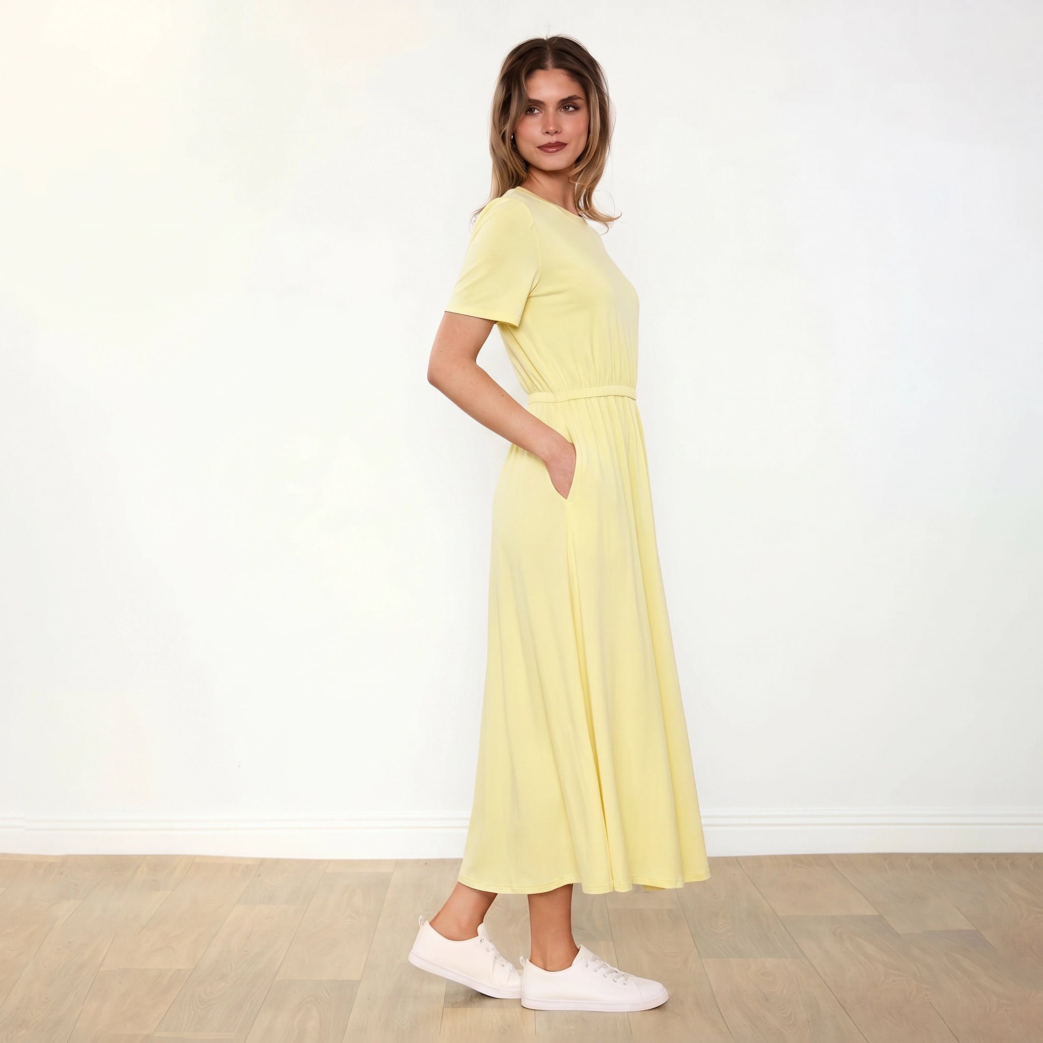 Eilish Dress Lemon - Side Profile