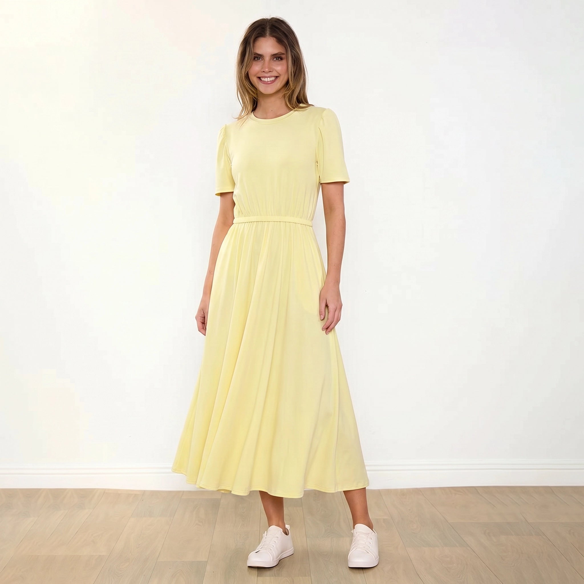 Eilish Dress Lemon - Smiling Front