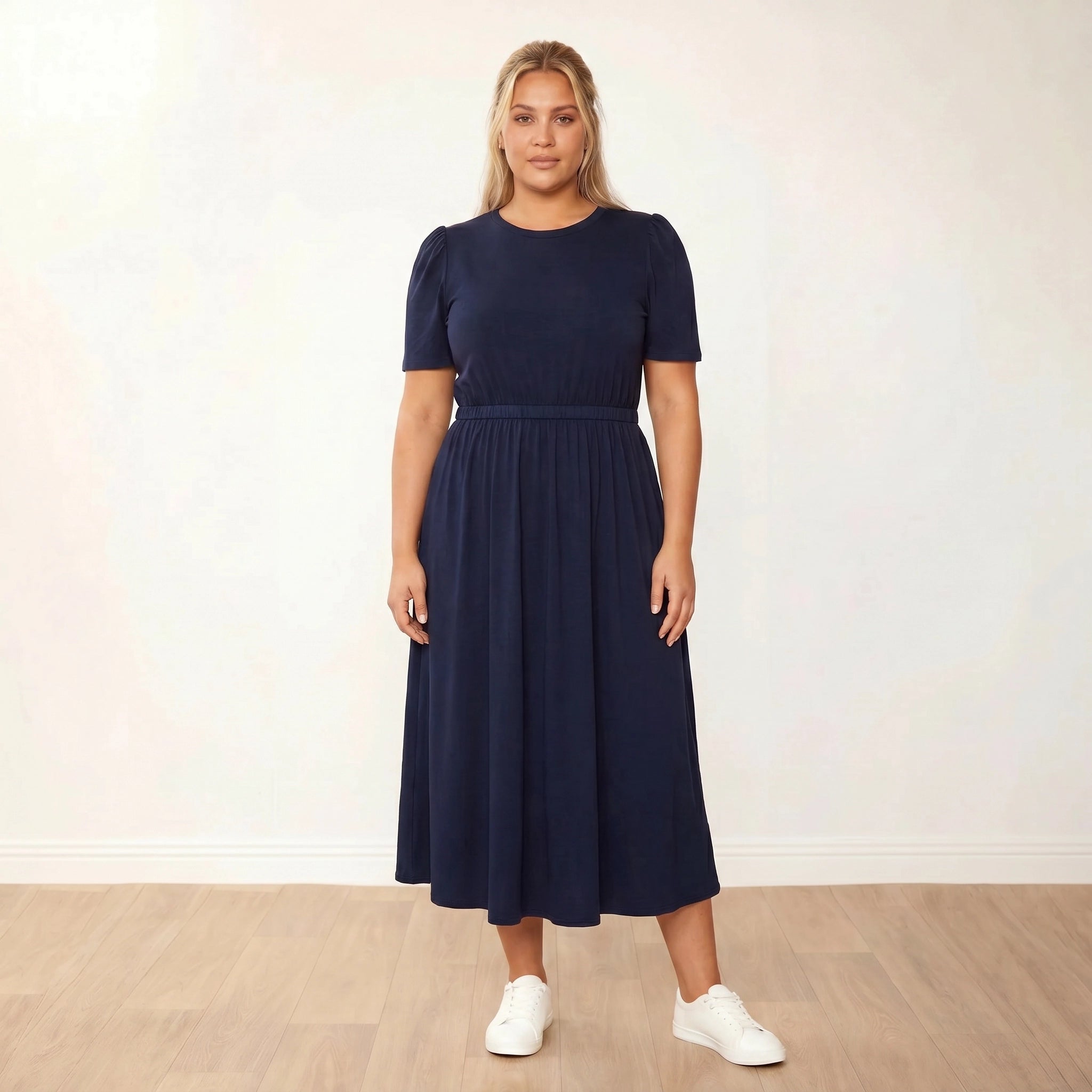 Eilish Dress Navy - Front View Plus Size