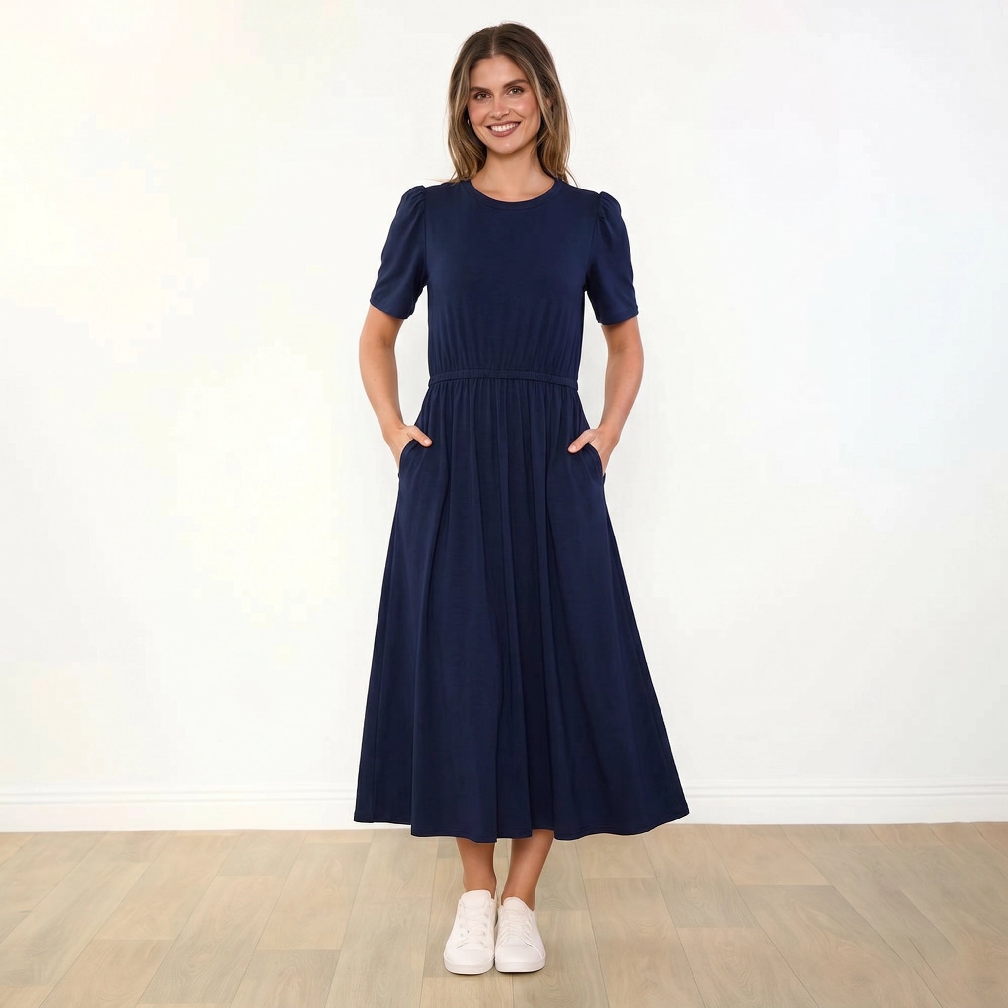 Eilish Dress Navy - Smiling Pockets