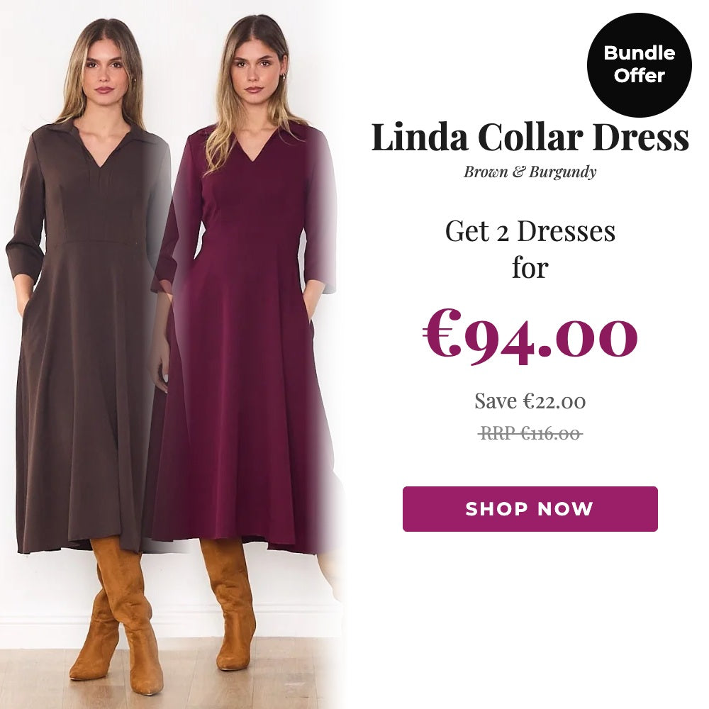 Linda Collar Dress Bundle Offer - 2 for €94 - Brown & Burgundy