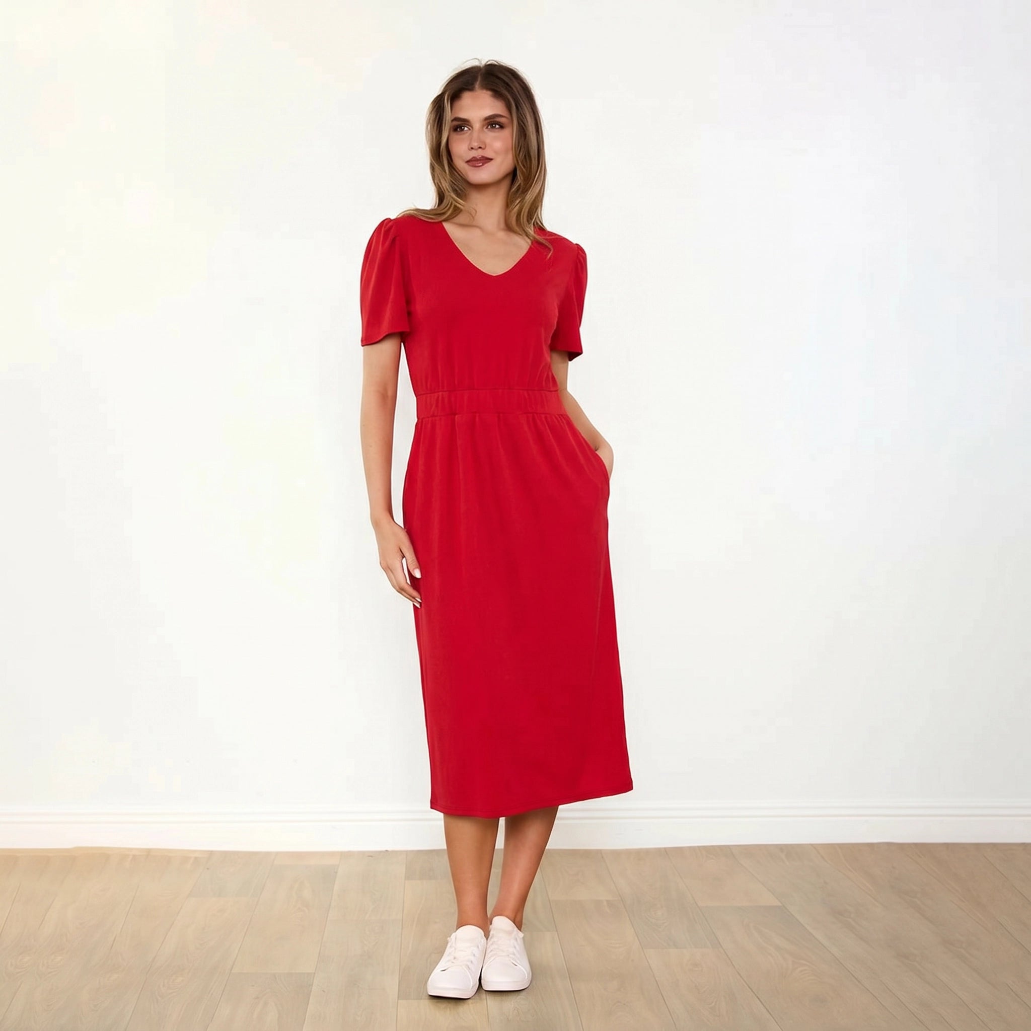 Lois Dress Red - Front Smiling
