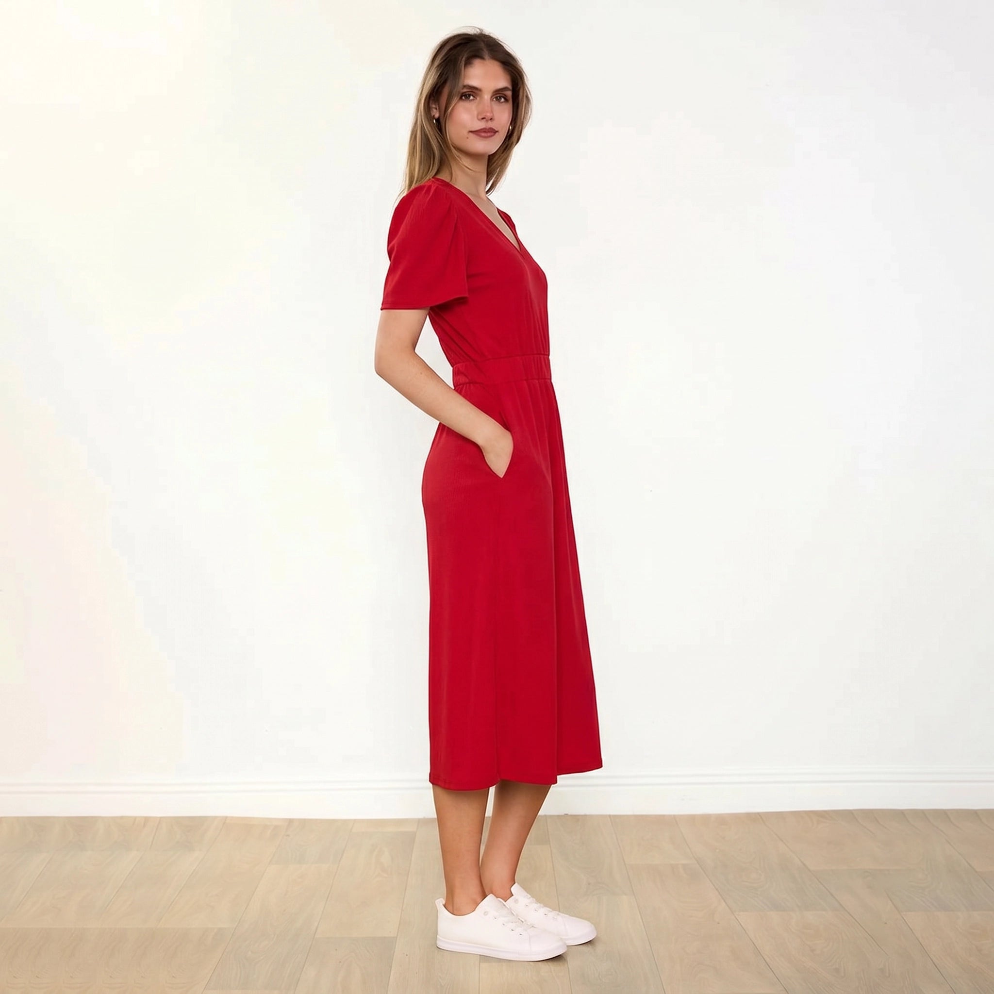 Lois Dress Red - Side Profile