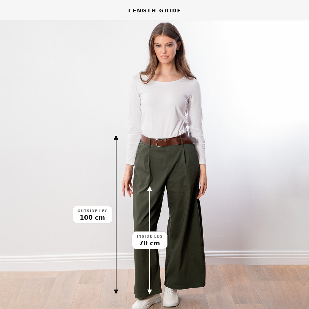Nora Wide Leg Trousers (Khaki)