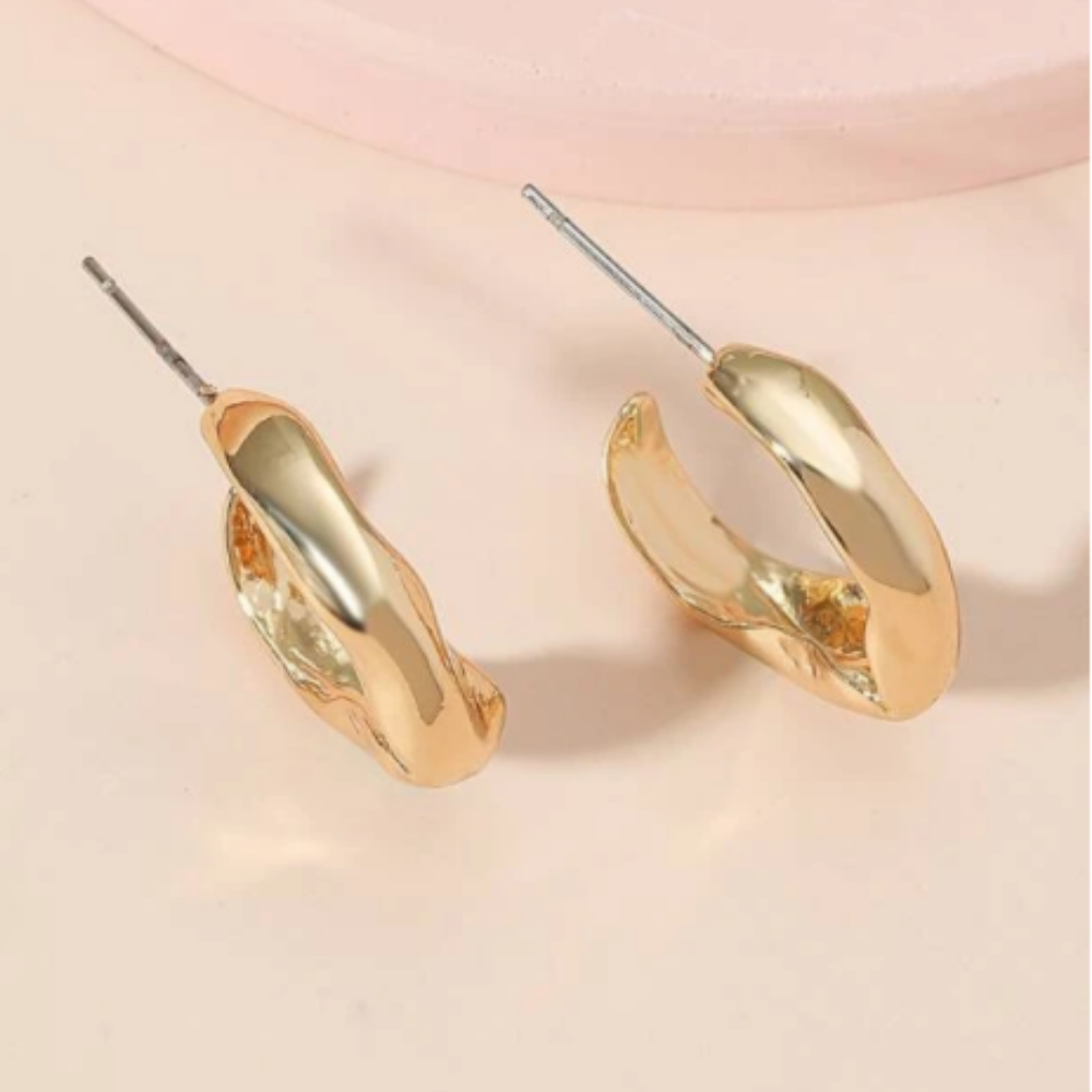 Alloy Hoop Earrings (Gold)