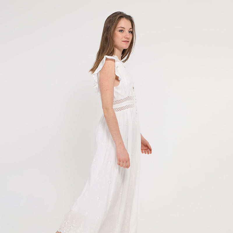 Palmer Embroidery Dress (White)