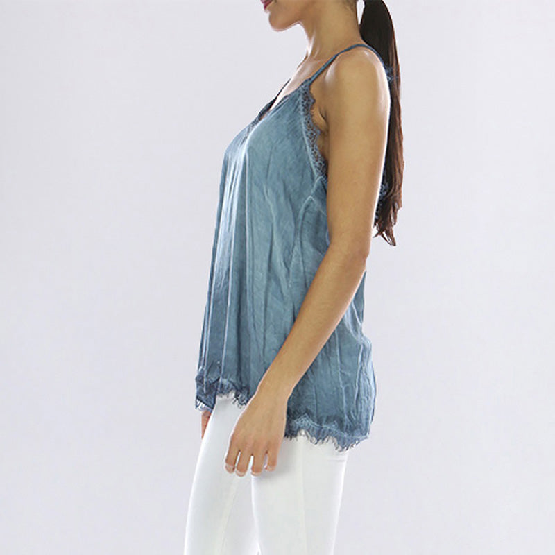 Classic Lace Tank Top Blue