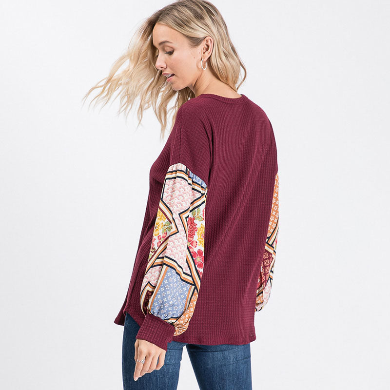 Nina Navy Contrast Sleeve Top - The Casual Company