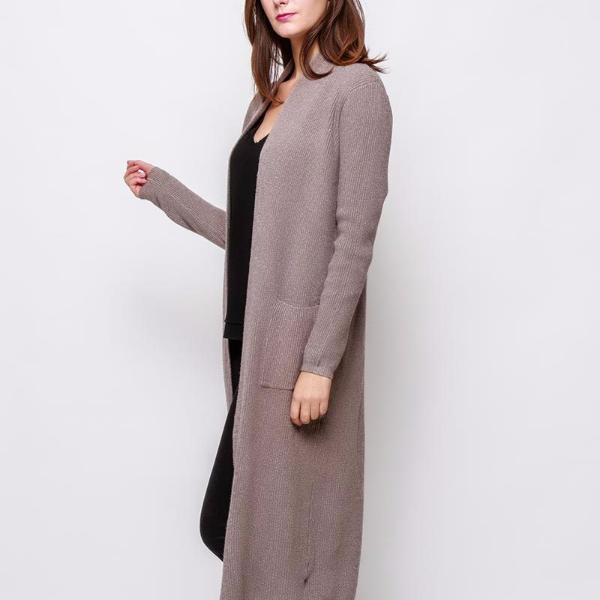 Maxi Cardigan Pockets Taupe