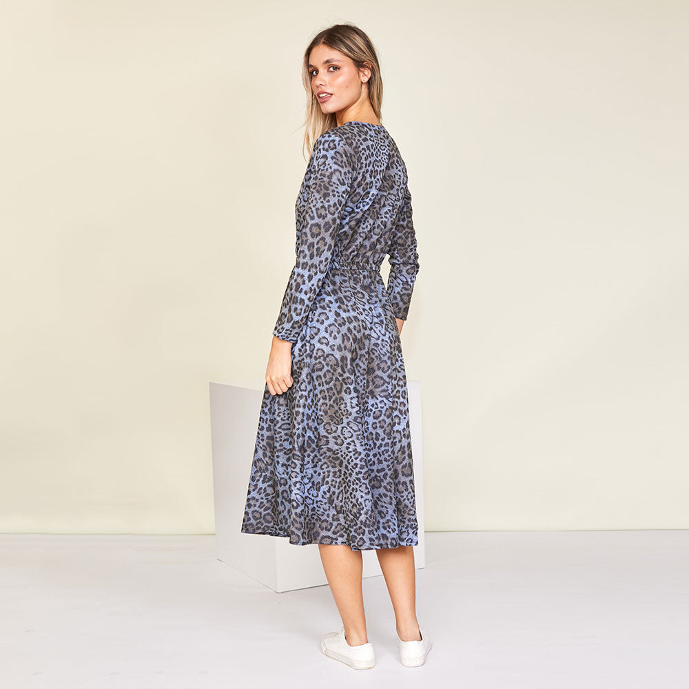 Annie Dress (Blue Leopard) - The Casual Company