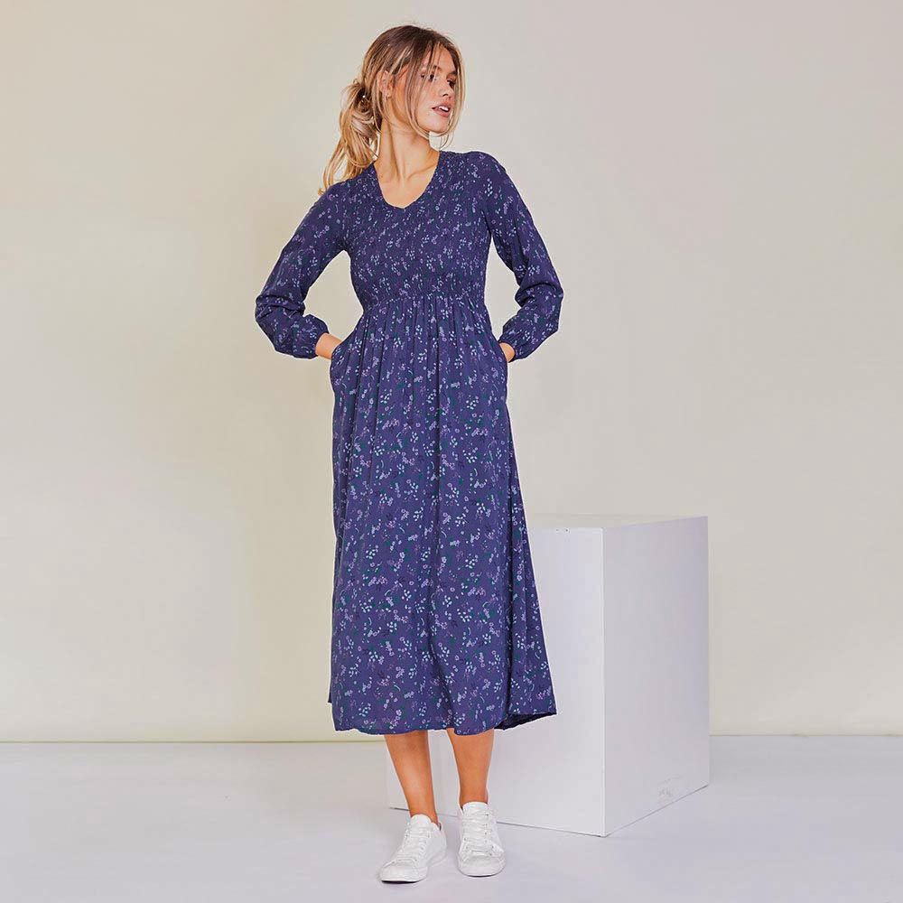 Amelia Dress (Navy Floral) - The Casual Company