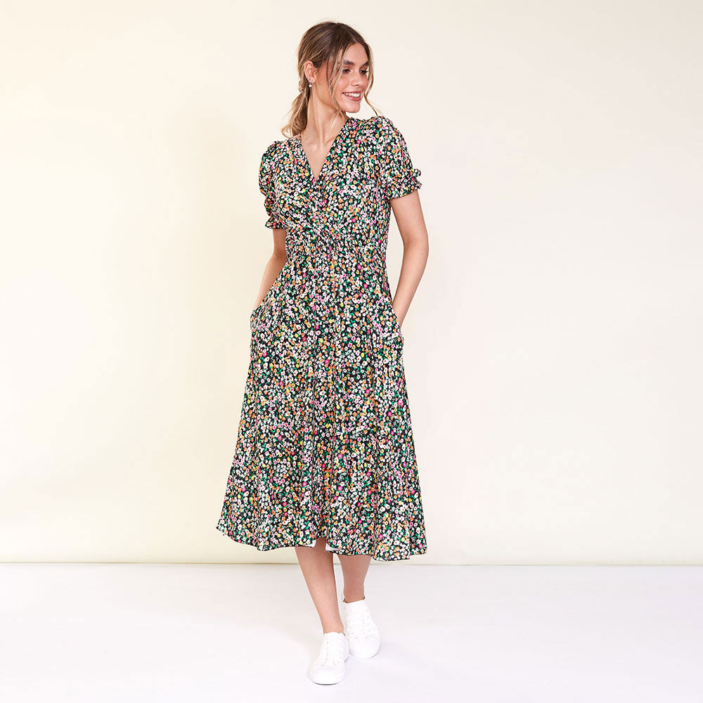 Belle Dress (Black Floral) - The Casual Company