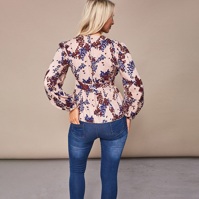 Maisy Peplum Top Cream Floral