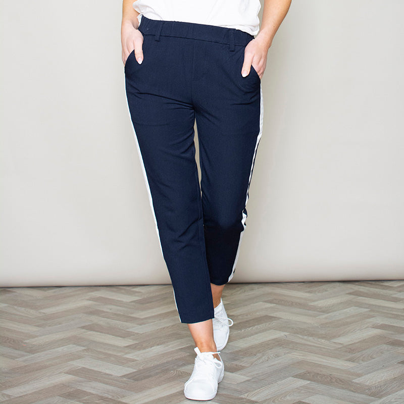 Nikki Navy Stripe Trousers - The Casual Company