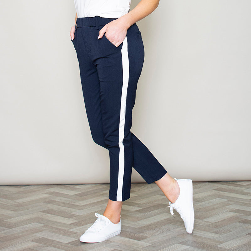 Nikki Navy Stripe Trousers - The Casual Company