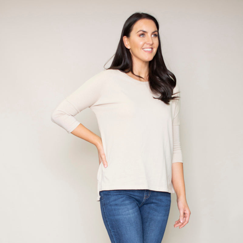 Pia Relaxed Fit Round Neck Top (Hazel)