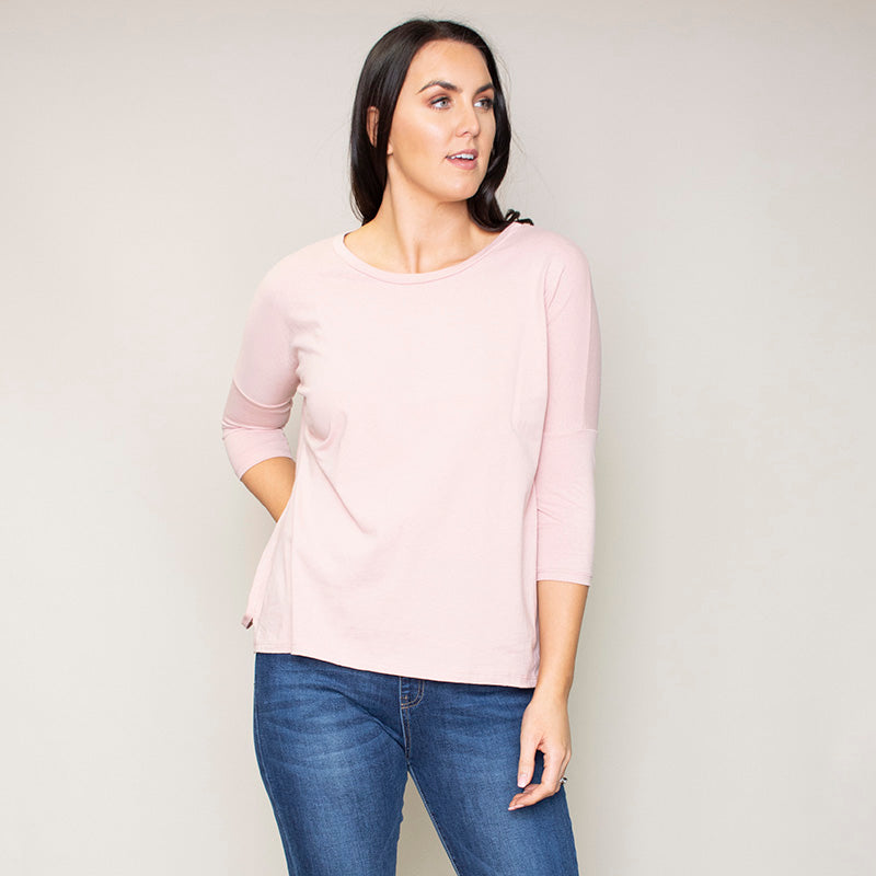 Perry Relaxed Fit Round Neck Top (Blush)