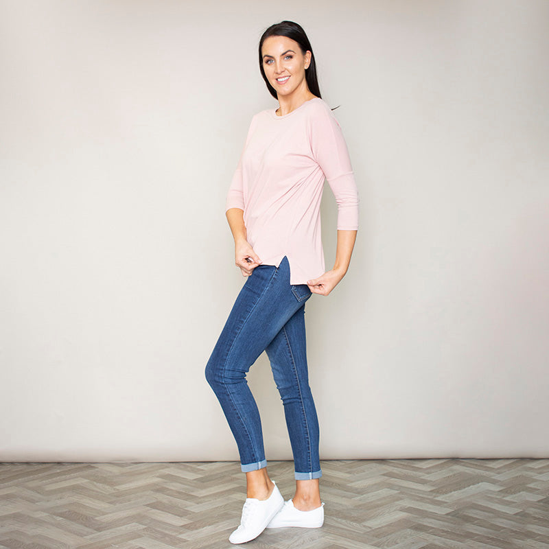 Perry Relaxed Fit Round Neck Top (Blush)