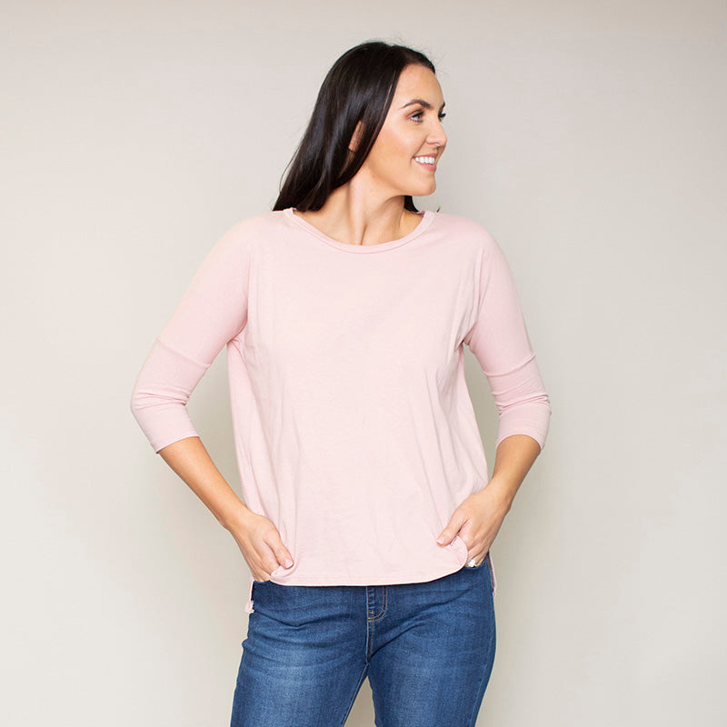 Perry Relaxed Fit Round Neck Top (Blush)