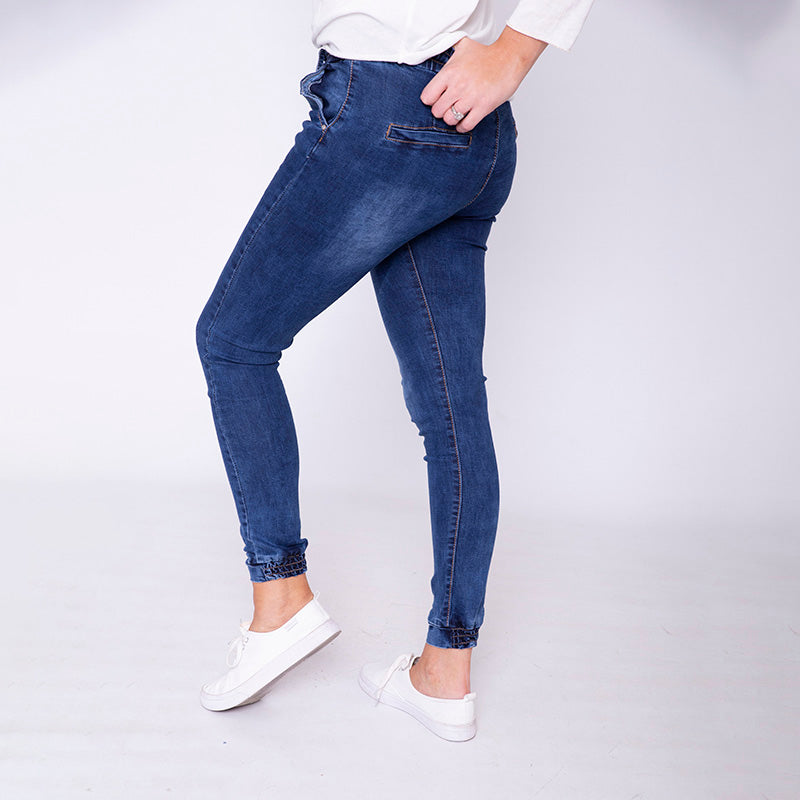 Womens jeans with elastic 2024 cuffs