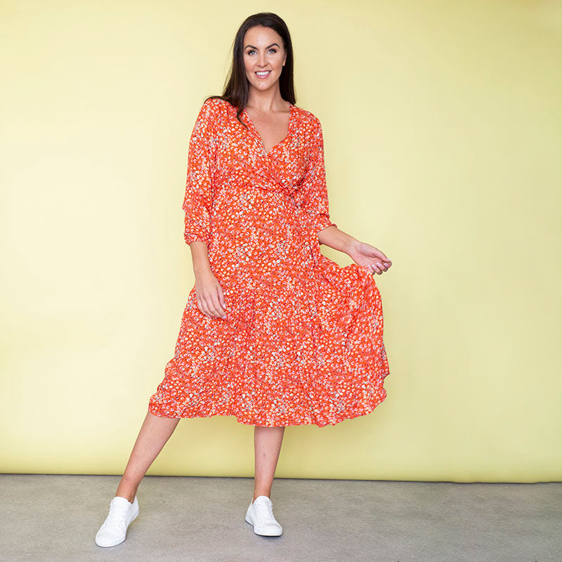 Lola Floral Dress (Apricot)