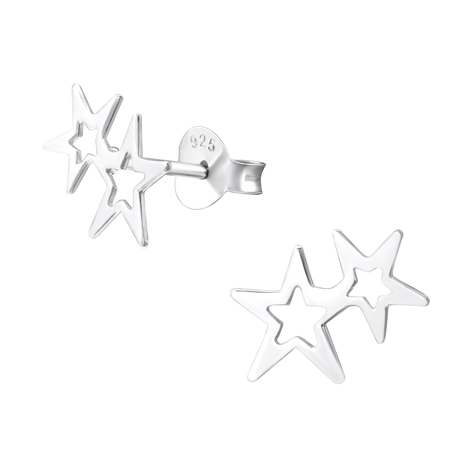 Poppy Double Star Sterling Silver Studs