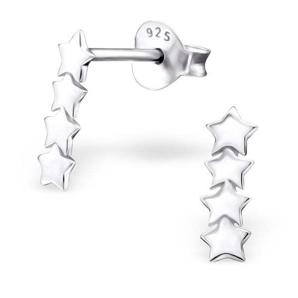 Sterling Silver 4 Star Studs