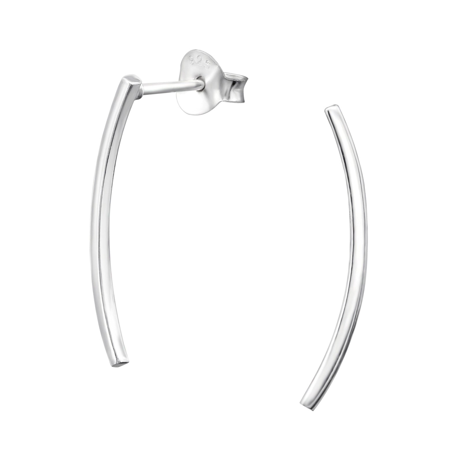 Sterling Silver Curved Line Stud