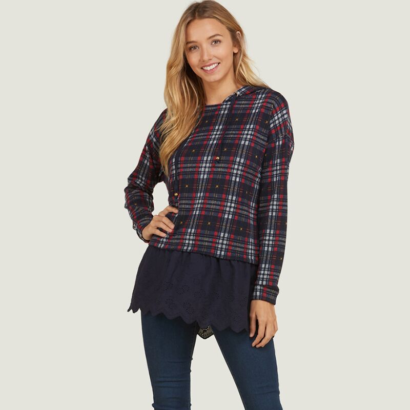 Plaid Hoodie Top