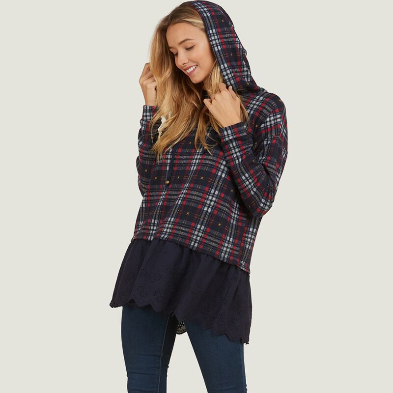 Plaid Hoodie Top