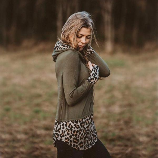 Two Tone Leopard Hoody