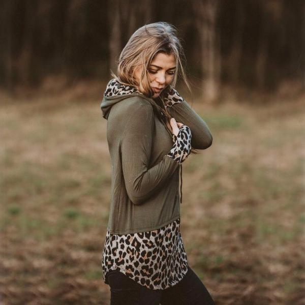 Two Tone Leopard Hoody