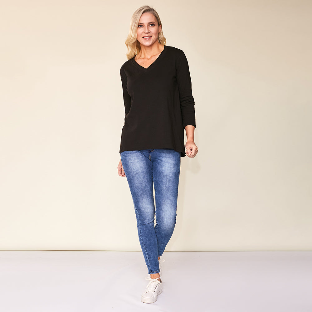 Riley V-Neck Top (Black)