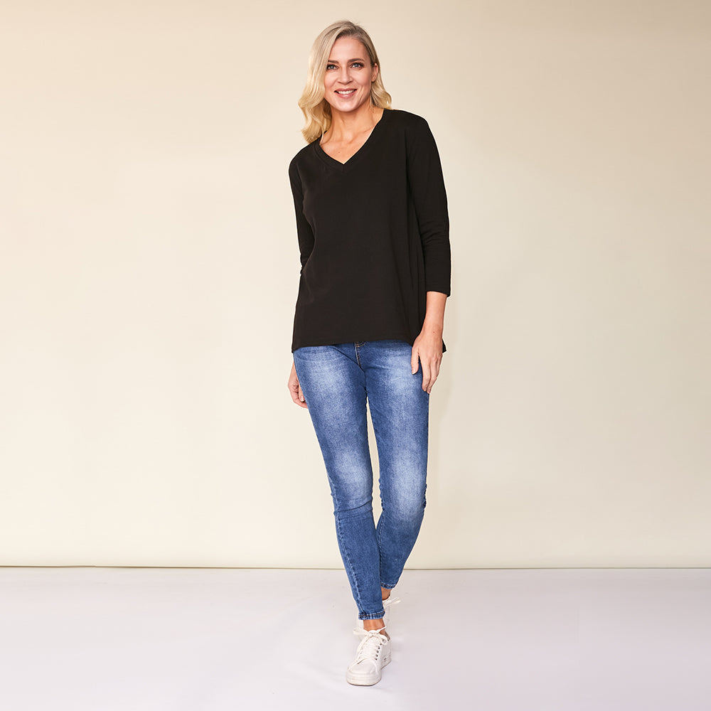 Riley V-Neck Top (Black)