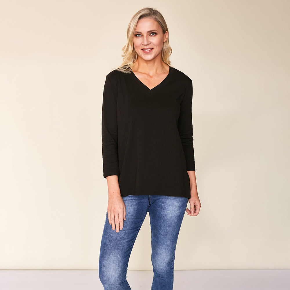 Riley V-Neck Top (Black)