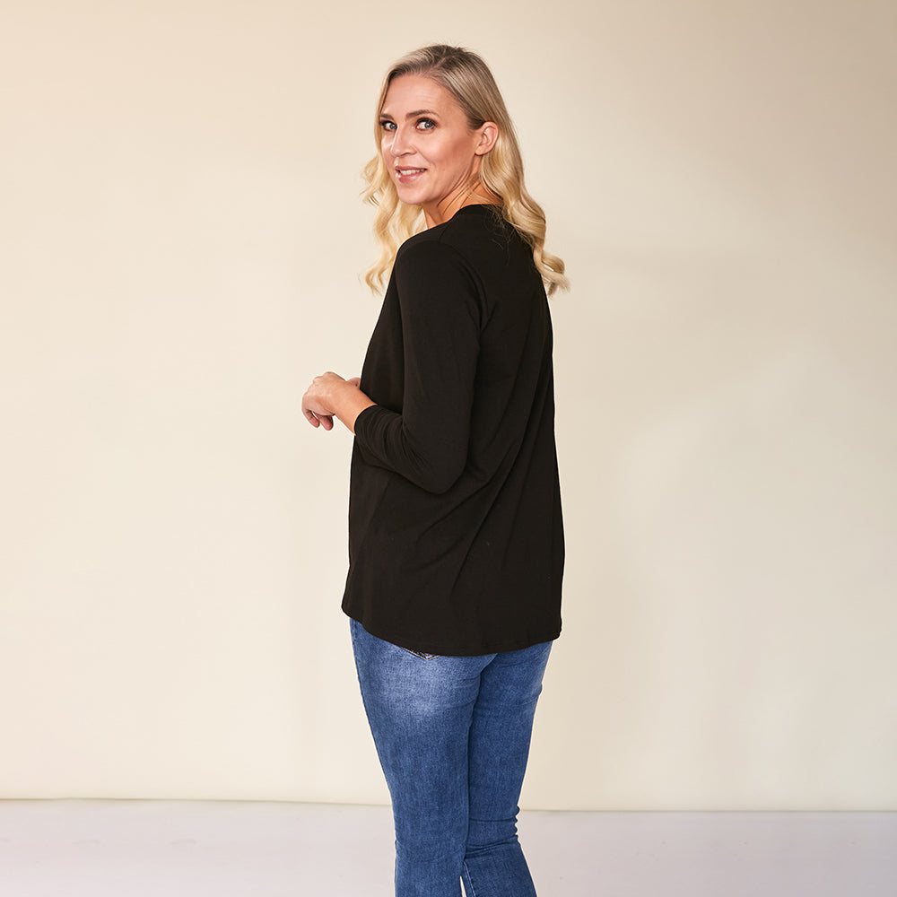 Riley V-Neck Top (Black)