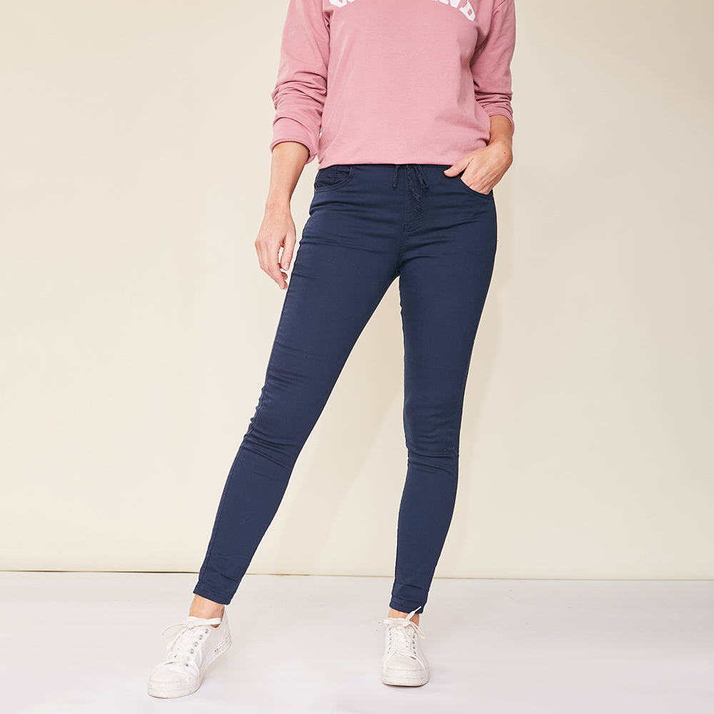 Dana Drawstring Classic Jeggings Navy