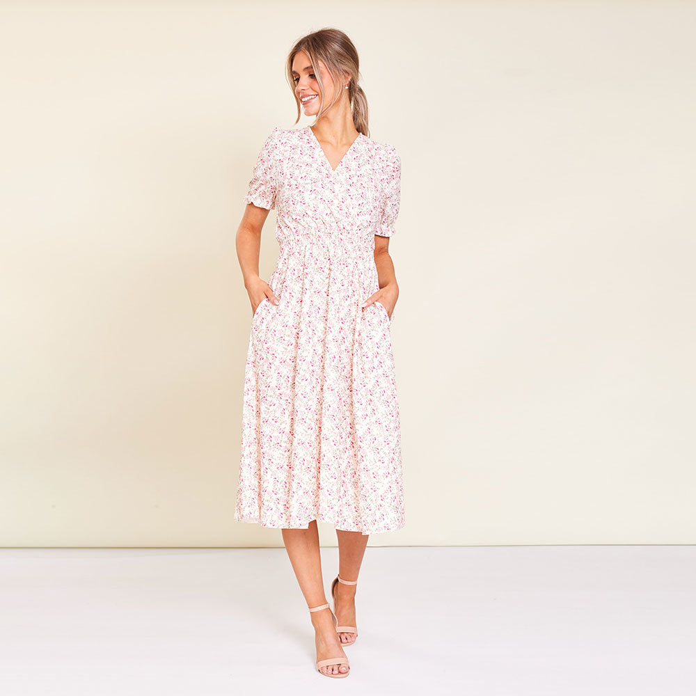 Belle Dress (Cream Floral) - The Casual Company