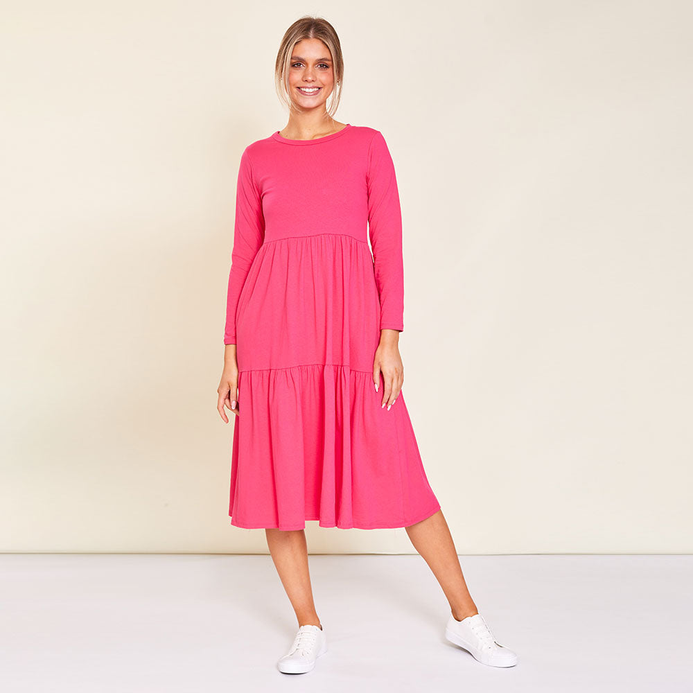 Amber Dress (Pink) - The Casual Company