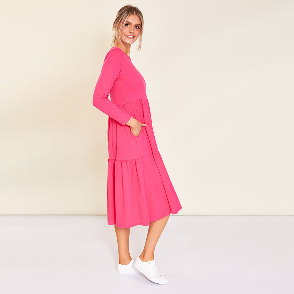 Amber Dress (Pink) - The Casual Company