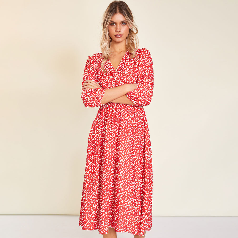 Daisy Dress (Red Floral)