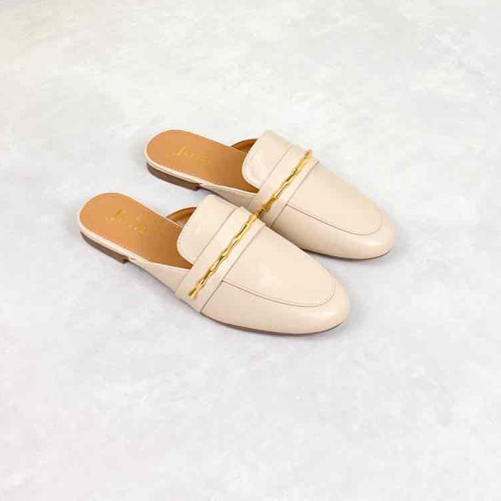 Bree Backless Loafers (Beige)