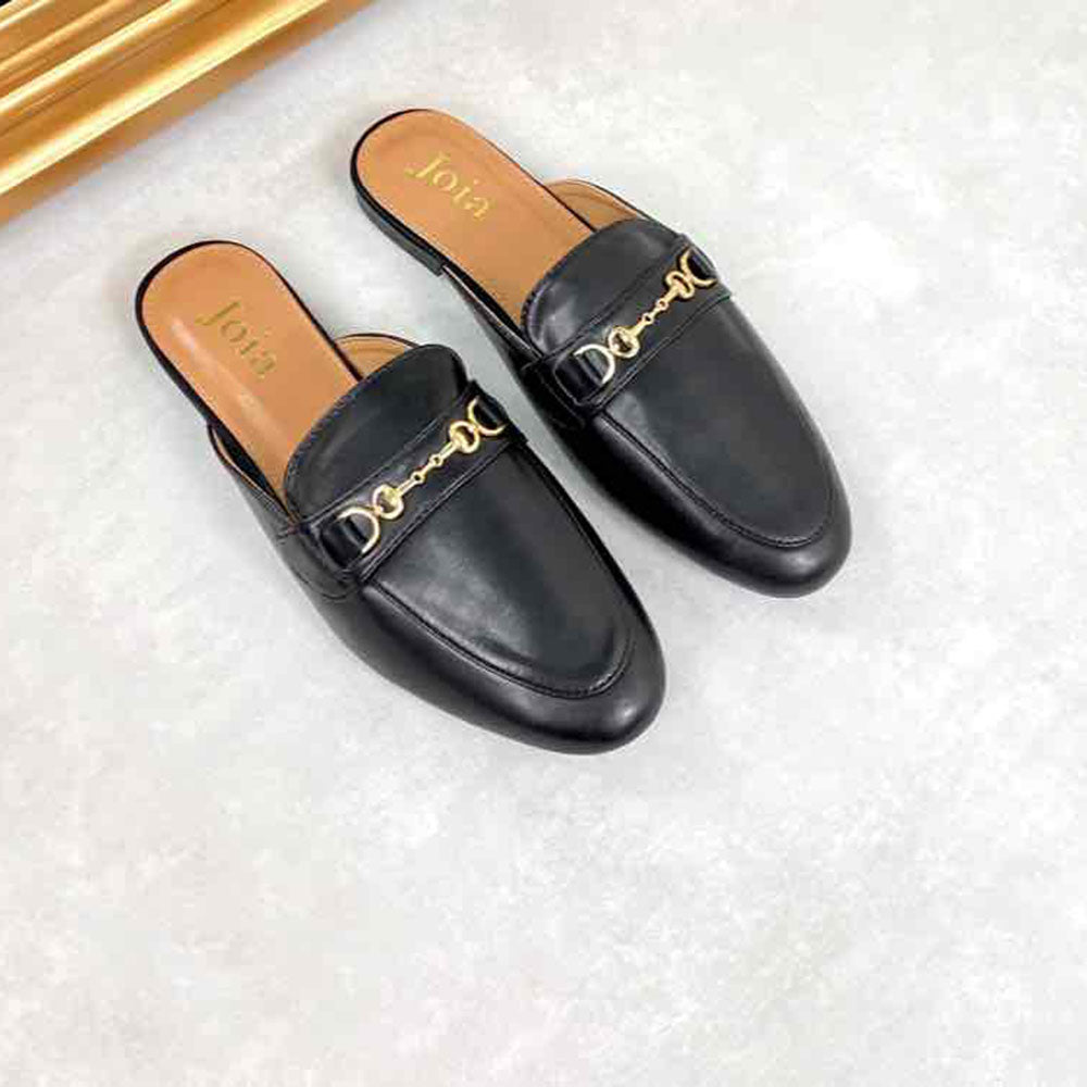 Penny Mule Loafers (Black)